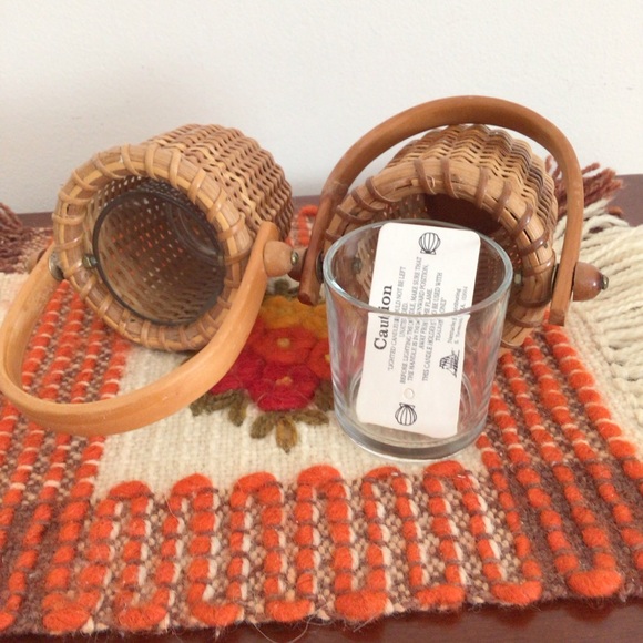 Two wicker candle holders with handle - Picture 6 of 10